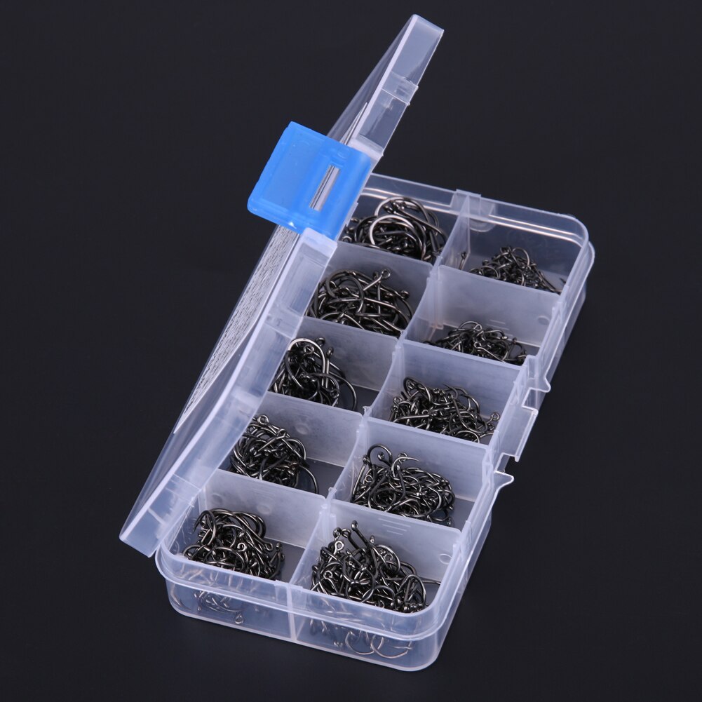 200-600Pcs Fishing Hook Jig Hooks with Hole Fly Fishing Tackle Box Carbon Steel Fishhook-ebowsos