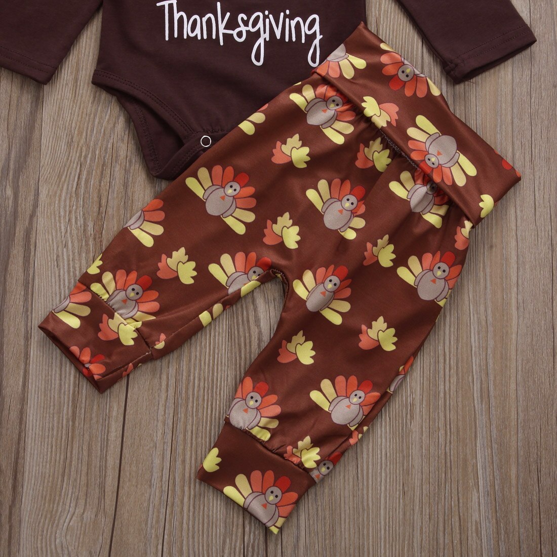 Winter Thanksgiving Newborn Baby Romper Bodysuit Long Pants Hat 4Pcs Outfit Clothes Set - ebowsos