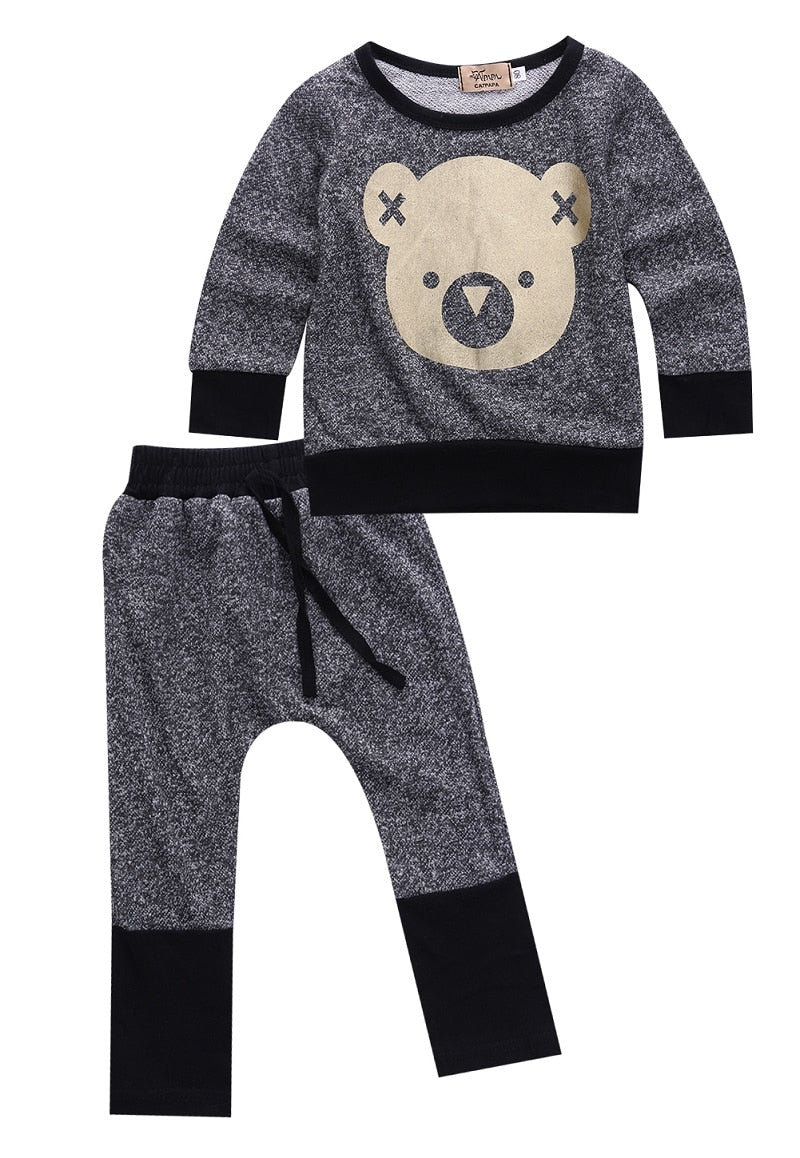 Winter Bear 2PCS Kids Baby Toddler Boy Girls Clothes Set Sweatshirt Pants Leggings Outfits - ebowsos