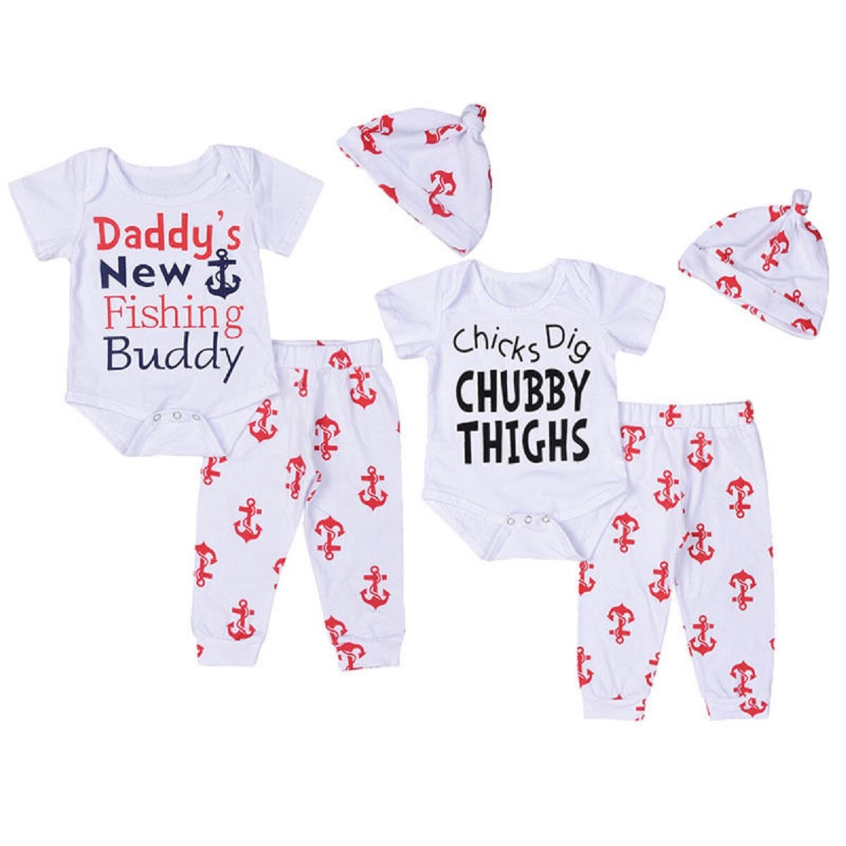 3PCs Newborn Baby Boy Girls Daddy Cotton Romper Top Pants Leggings Outfits Clothes Set - ebowsos