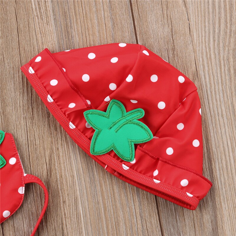 3Pcs Strawberry Bikini Set Girl Swimwear Tops Shorts Swimsuit Bathing Suit Swimwear Cute Summer Set - ebowsos