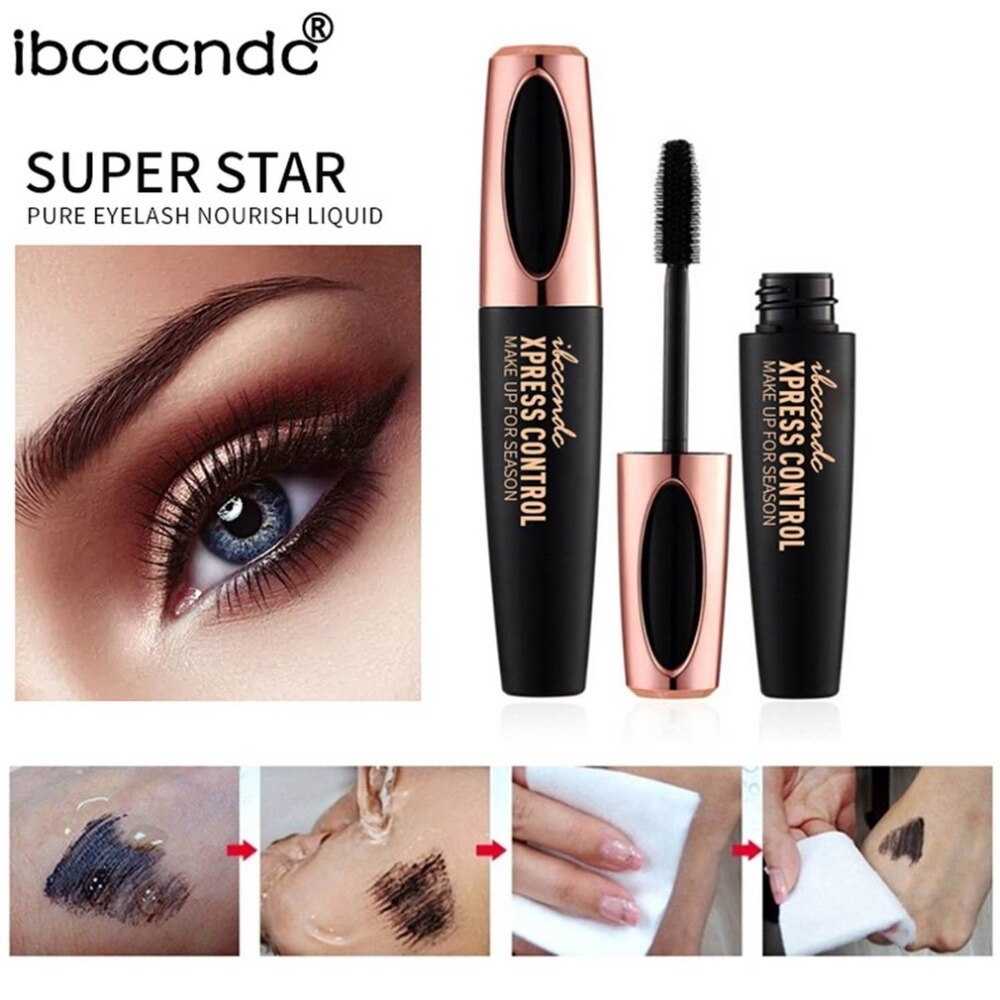 2018 4D Silk Mascara Women Black Mascara Long Lasting Waterproof Silk Fiber Lengthening Curling Eyelash Makeup Tool - ebowsos