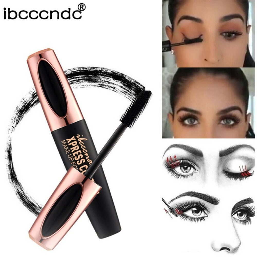 2018 4D Silk Mascara Women Black Mascara Long Lasting Waterproof Silk Fiber Lengthening Curling Eyelash Makeup Tool - ebowsos