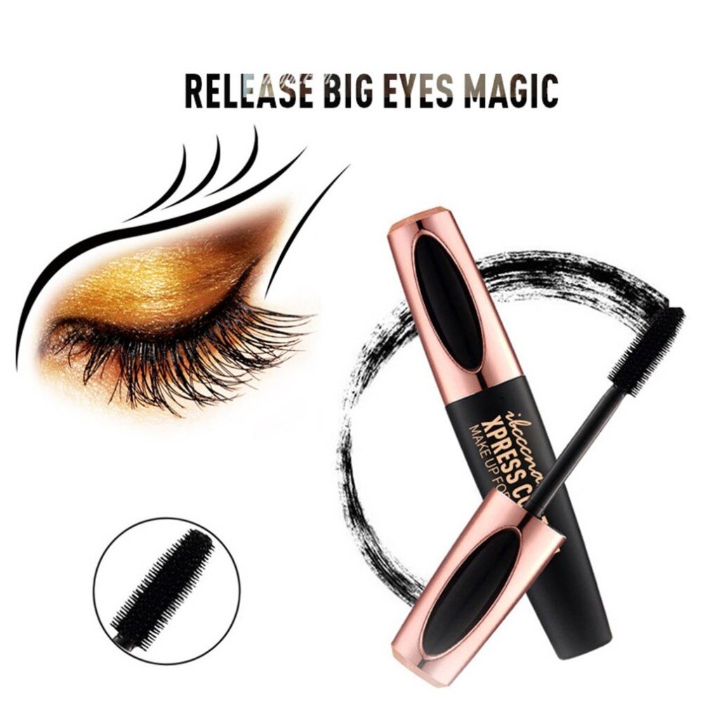 2018 4D Silk Mascara Women Black Mascara Long Lasting Waterproof Silk Fiber Lengthening Curling Eyelash Makeup Tool - ebowsos