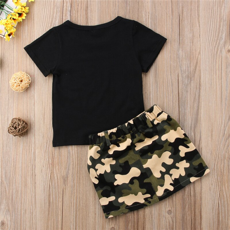 Brand New Summer Toddler Infant Kids Baby Girls Cotton T-shirt Camouflage Skirts 2Pcs Casual Camo Outfit Clothes 6M-4T - ebowsos