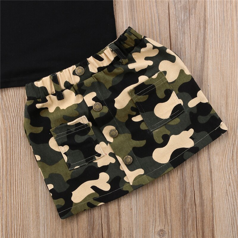 Brand New Summer Toddler Infant Kids Baby Girls Cotton T-shirt Camouflage Skirts 2Pcs Casual Camo Outfit Clothes 6M-4T - ebowsos