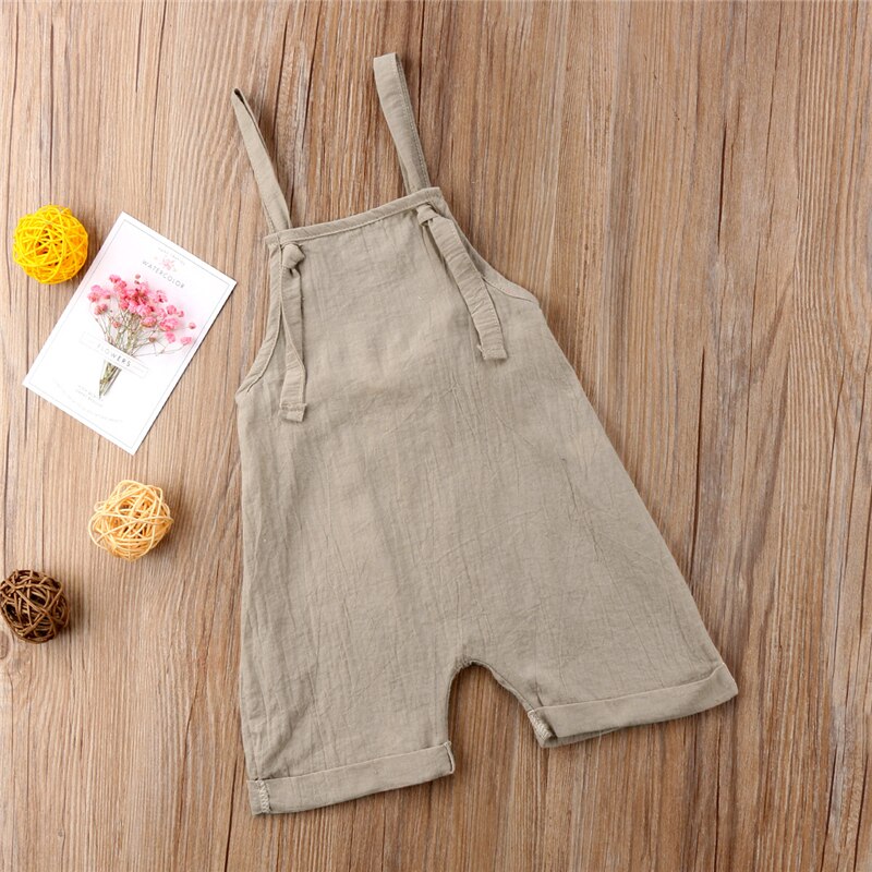 Brand New Toddler Infant Newborn Kid Boy Girl Bib Pants Romper Jumpsuit Playsuit Outfit Solid Summer Clothes Wholesale 0-3T - ebowsos