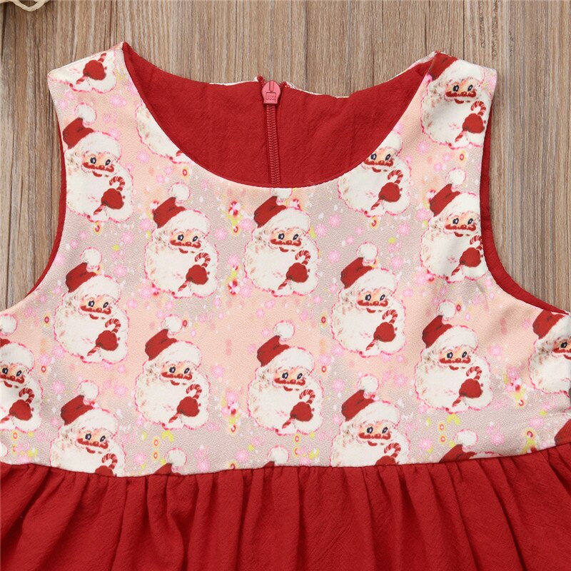 Children Girls Sleeveless Dresses Toddler Kid Baby Girl Christmas Santa Claus Sleeveless Party Dress Xmas Clothes 3M-4Y - ebowsos