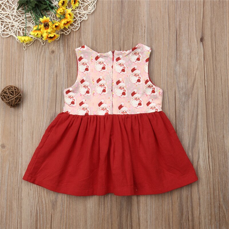 Children Girls Sleeveless Dresses Toddler Kid Baby Girl Christmas Santa Claus Sleeveless Party Dress Xmas Clothes 3M-4Y - ebowsos