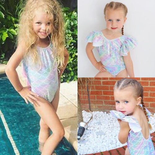 Children Princess Girls Mermaid One piece Swim suit Cute Kid baby Girls Clothes Summer Swim wear Bathing Suit Beachwear - ebowsos