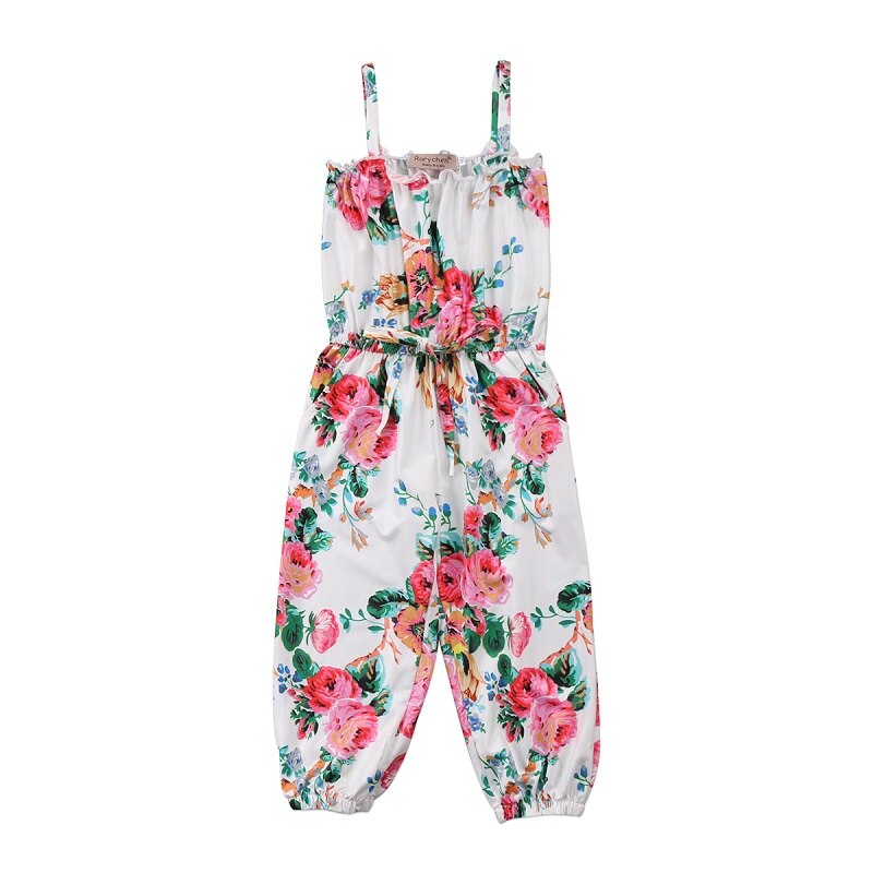 Cute Child Clothes Floral Toddler Kids Girls Strap Overalls Suspender Jumpsuit Summer Outfit Fashion Clothing - ebowsos