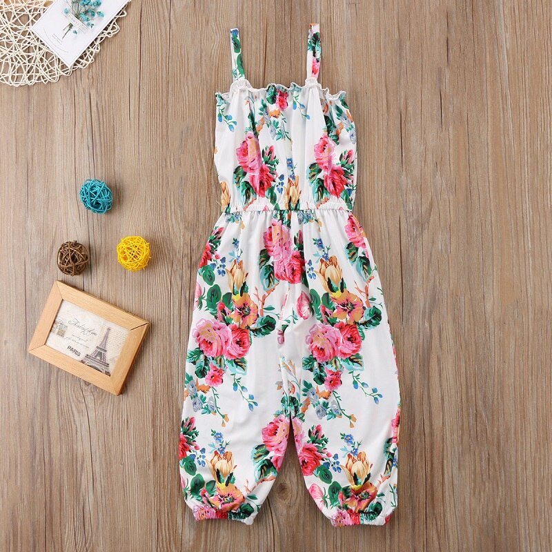 Cute Child Clothes Floral Toddler Kids Girls Strap Overalls Suspender Jumpsuit Summer Outfit Fashion Clothing - ebowsos