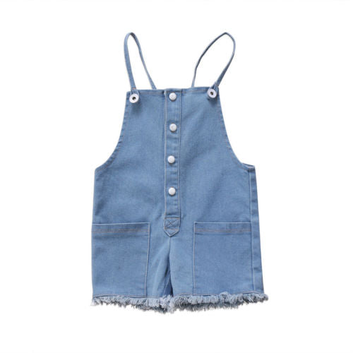 Cute Newborn Baby Girl Sleeveless Romper Bodysuit Jeans Jumpsuit Denim Pants Outfit Clothes - ebowsos