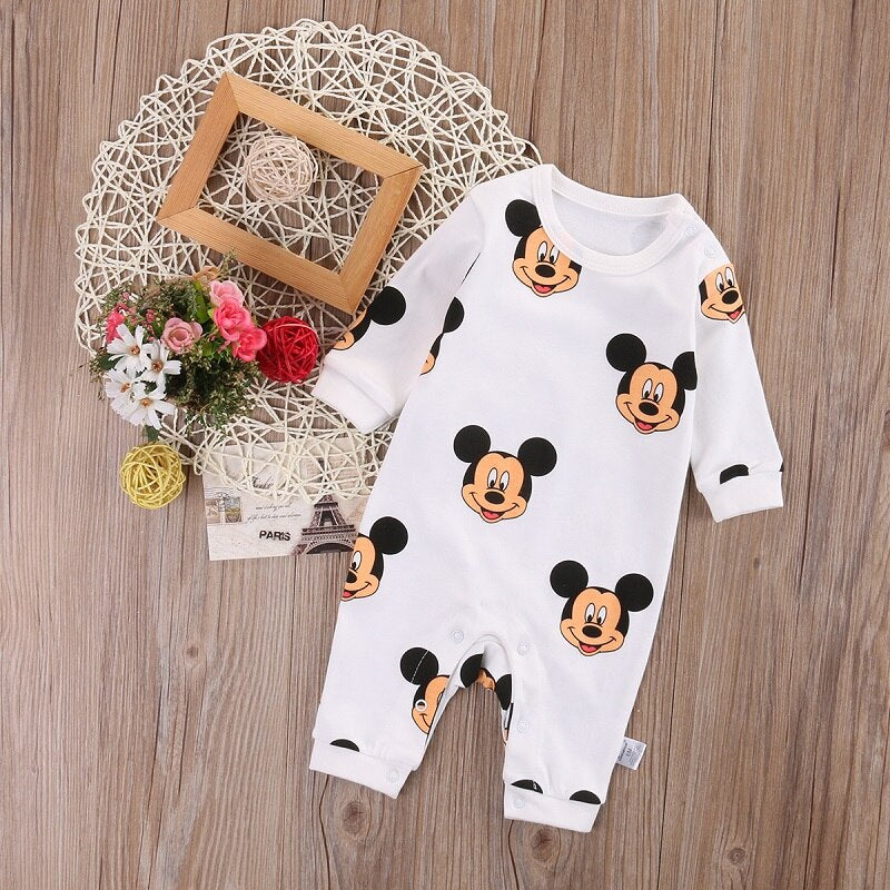 New Infant Baby Clothing Boys Girls Long Sleeve Romper Jumpsuit Cotton Playsuit Cute mouse Cartoon Clothes Outfits - ebowsos