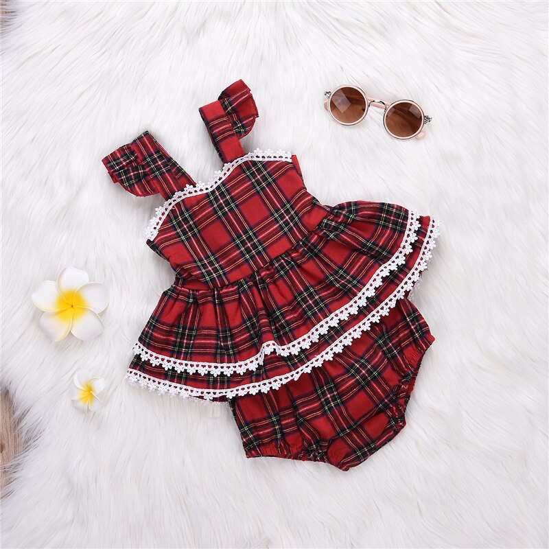 New Toddler Kids Baby Girls Sling plaid Mini Dress T-shirt Tops Dresses+Bottom Shorts 2PCS Set Clothes - ebowsos