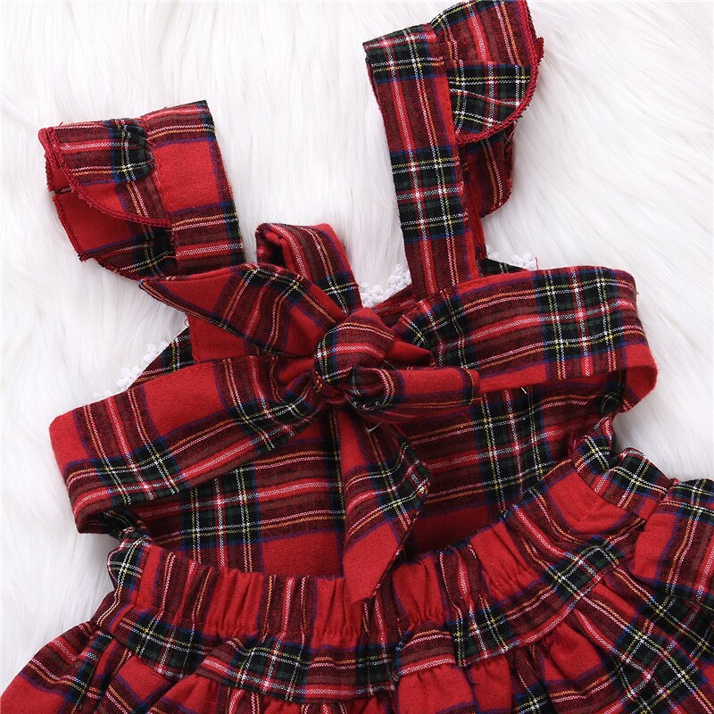 New Toddler Kids Baby Girls Sling plaid Mini Dress T-shirt Tops Dresses+Bottom Shorts 2PCS Set Clothes - ebowsos