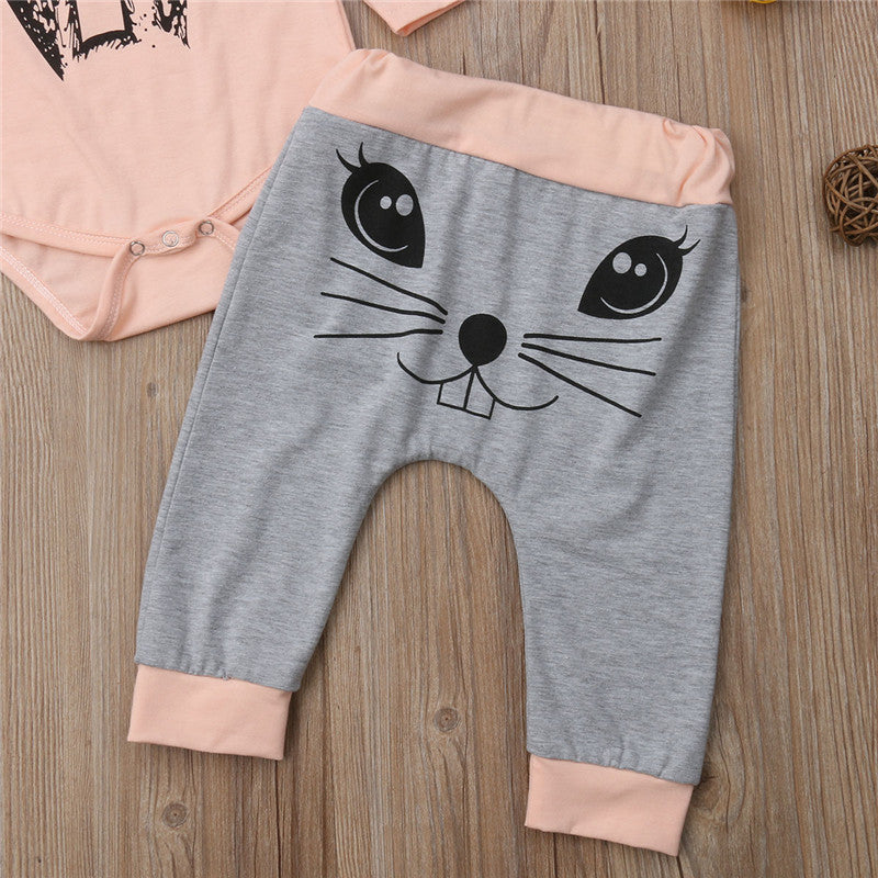 Newborn Baby Boys Girls Romper Tops+Pants Rabbit Outfits Toddler Clothes Set Hot - ebowsos