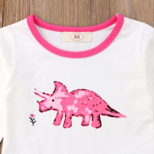 Newborn Toddler Baby Girl Cartoon Dinosaur Long Sleeve Shirt Tops Pants Legging 2Pcs Set Outfit Clothes - ebowsos