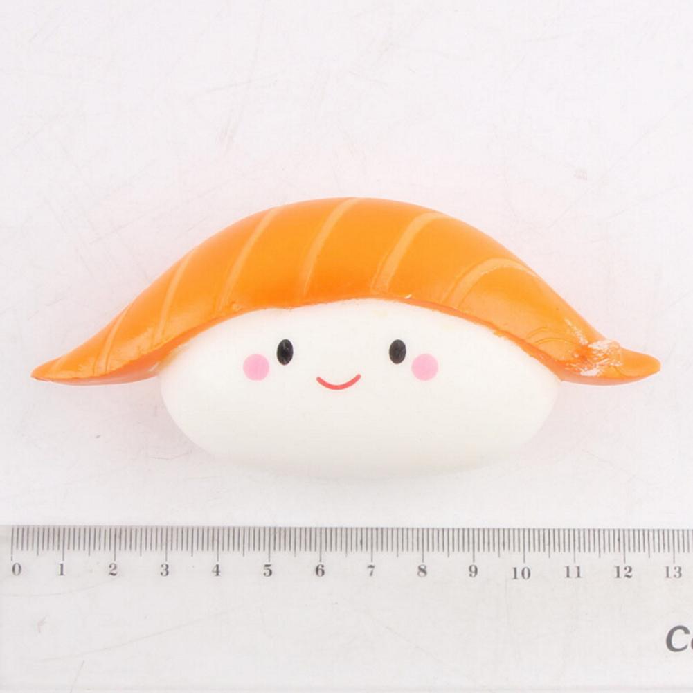 2018 Squeeze Squeeze Rice Ball Salmon Sushi Slow Rising Pendant Anti Stress Vividly Japan Style Soft Keychain Toy for Adult Kid-ebowsos