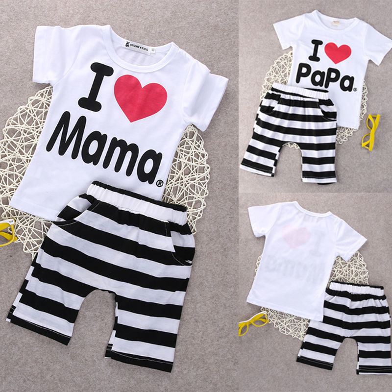 Summer Baby Boy Girls Newborn Clothes Casual Pajamas Set Short T-shirt+Shorts Pants 2PC Outfits - ebowsos