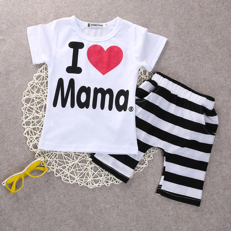 Summer Baby Boy Girls Newborn Clothes Casual Pajamas Set Short T-shirt+Shorts Pants 2PC Outfits - ebowsos