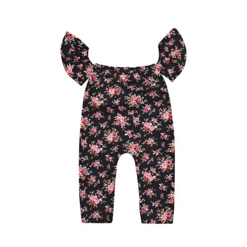 Summer New Cute Kids Girls Jumpsuit Newborn Baby Girl Halter Romper Palysuit Floral Printing Romper Baby Costume Outfits - ebowsos