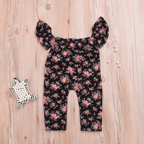 Summer New Cute Kids Girls Jumpsuit Newborn Baby Girl Halter Romper Palysuit Floral Printing Romper Baby Costume Outfits - ebowsos