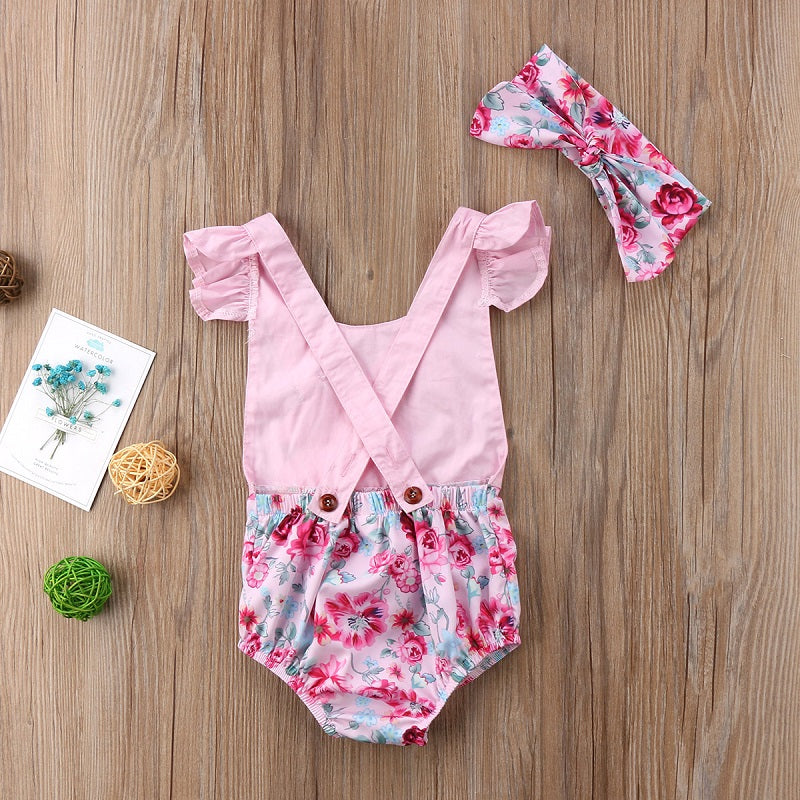 Summer Nwt Easter Newborn Baby Girls Flower Backless Rabbit Ears Sleeveless Romper Jumpsuit Outfits Clothes - ebowsos