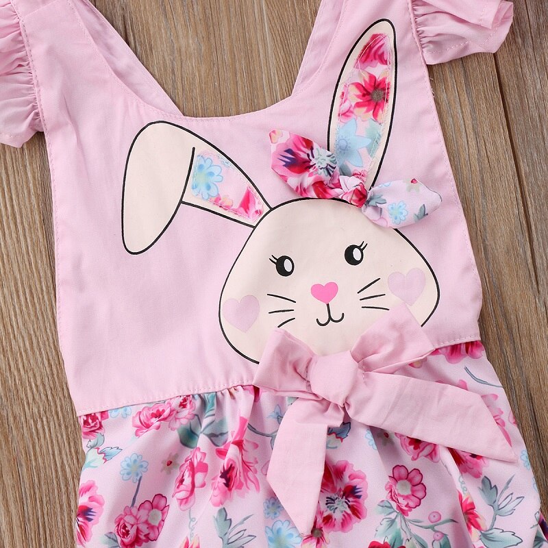 Summer Nwt Easter Newborn Baby Girls Flower Backless Rabbit Ears Sleeveless Romper Jumpsuit Outfits Clothes - ebowsos