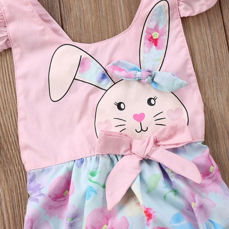 Summer Nwt Easter Newborn Baby Girls Flower Backless Rabbit Ears Sleeveless Romper Jumpsuit Outfits Clothes - ebowsos