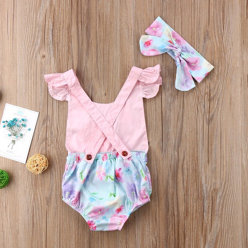 Summer Nwt Easter Newborn Baby Girls Flower Backless Rabbit Ears Sleeveless Romper Jumpsuit Outfits Clothes - ebowsos