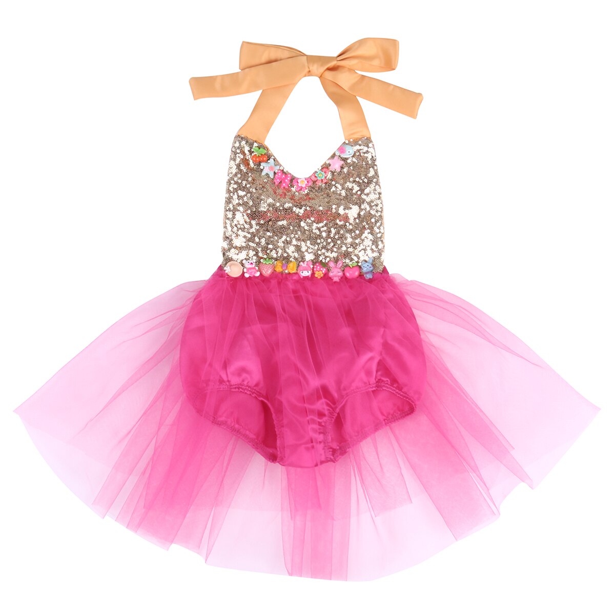 Sweet Fashion Newborn Infant Baby Girls halter Bodysuit Tulle Skirts Sunsuit Outfits - ebowsos