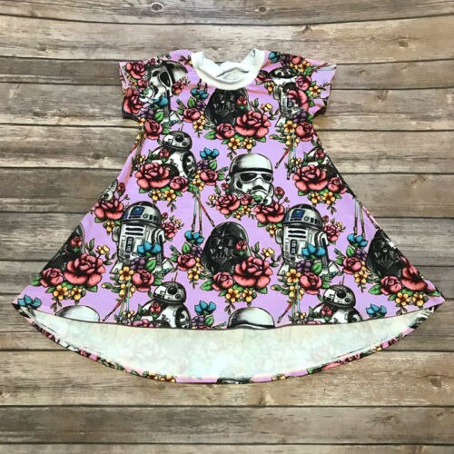 War Newborn Kids Baby Girl Skull Cotton Flowers Dress T-shirt Clothes Purple Summer 0-3Y - ebowsos