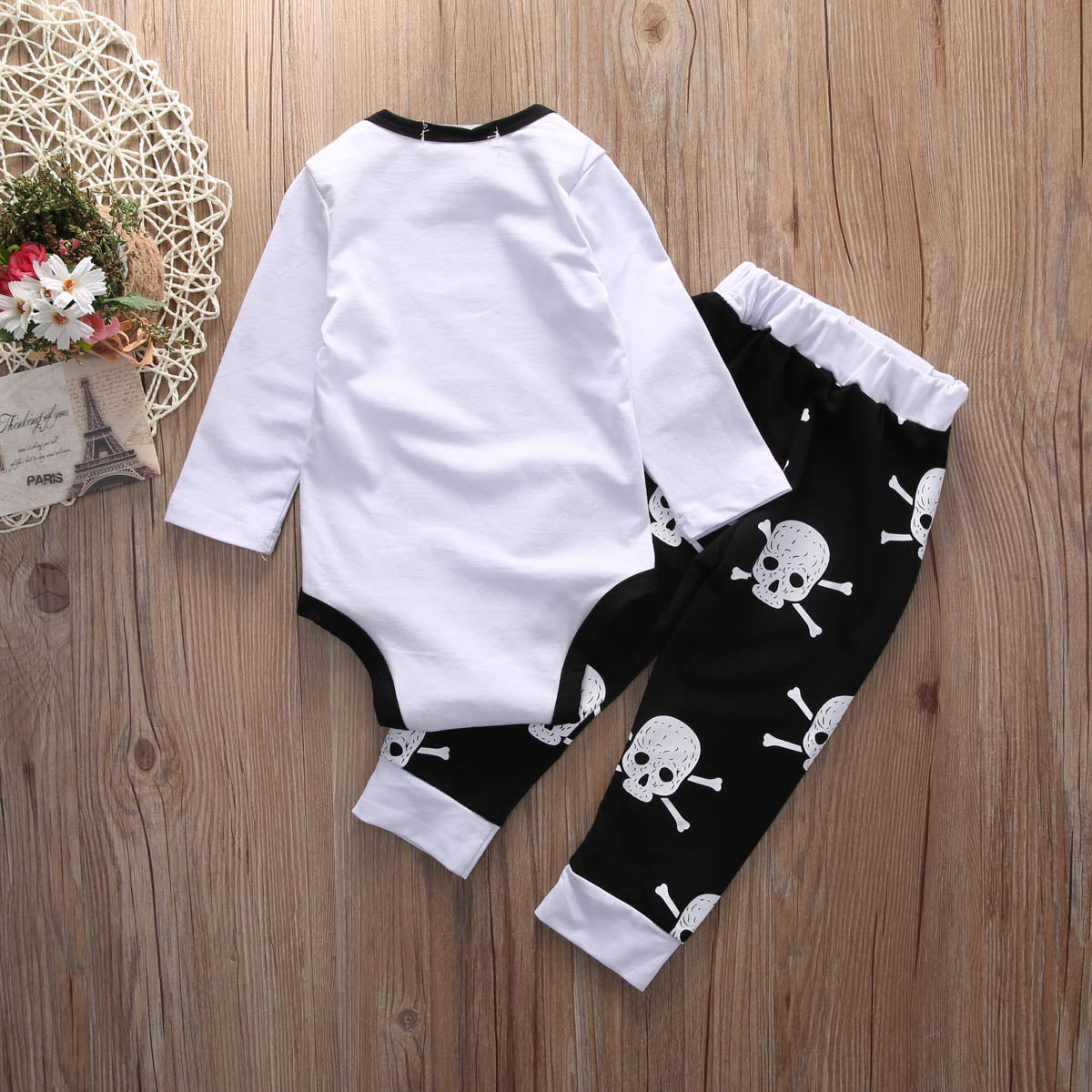 Winter Newborn Infant Baby Boys Skull Cotton Clothes Romper Tops Pants Trousers Outfits - ebowsos