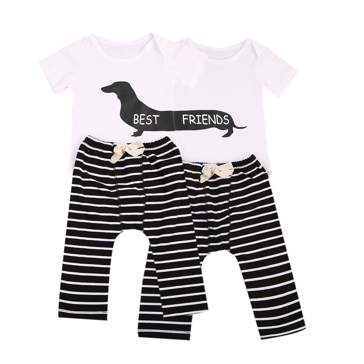 cute best friend Baby Boys Girls 2PCS Romper+Pants outfits Suit - ebowsos