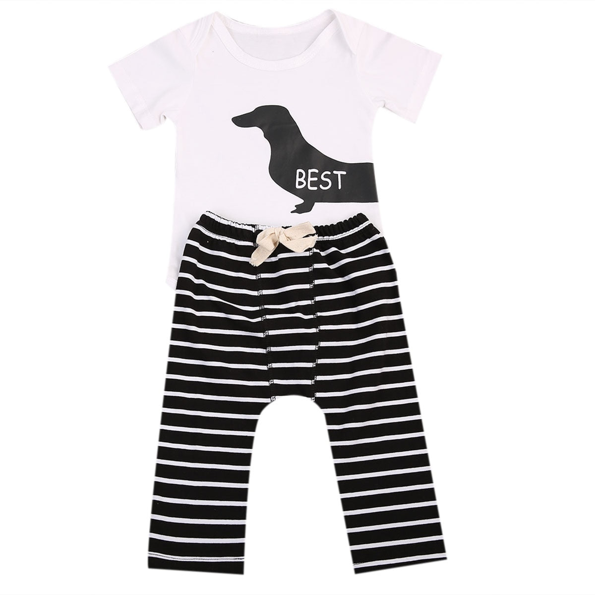 cute best friend Baby Boys Girls 2PCS Romper+Pants outfits Suit - ebowsos