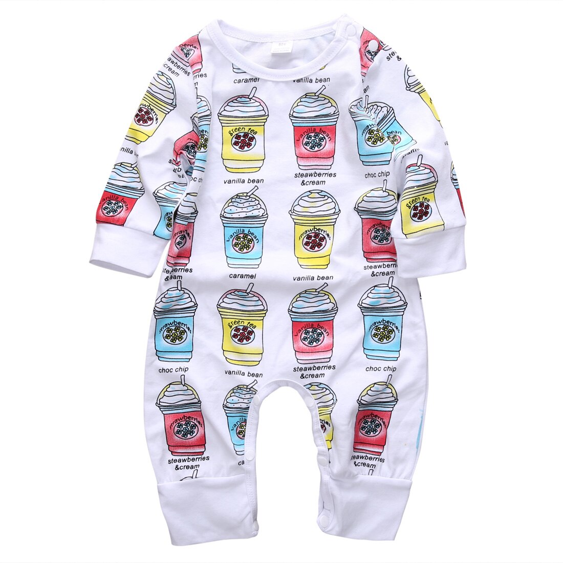 Toddler Kids Baby Boy Girls Clothes White Frappe Pattern Romper Outfits - ebowsos