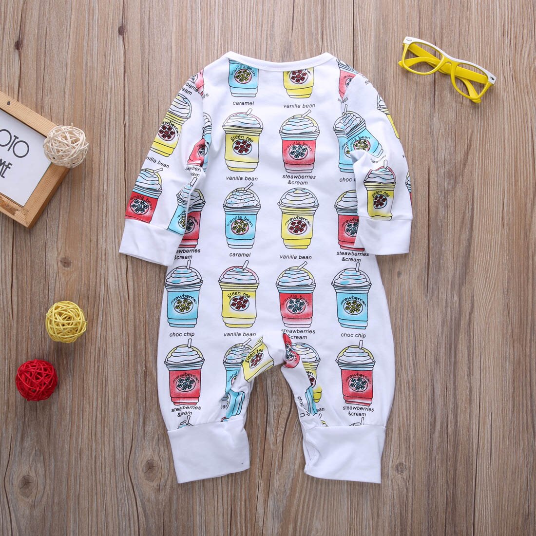 Toddler Kids Baby Boy Girls Clothes White Frappe Pattern Romper Outfits - ebowsos