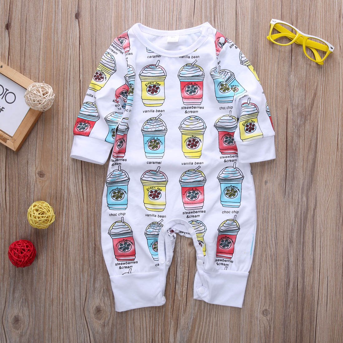 Toddler Kids Baby Boy Girls Clothes White Frappe Pattern Romper Outfits - ebowsos