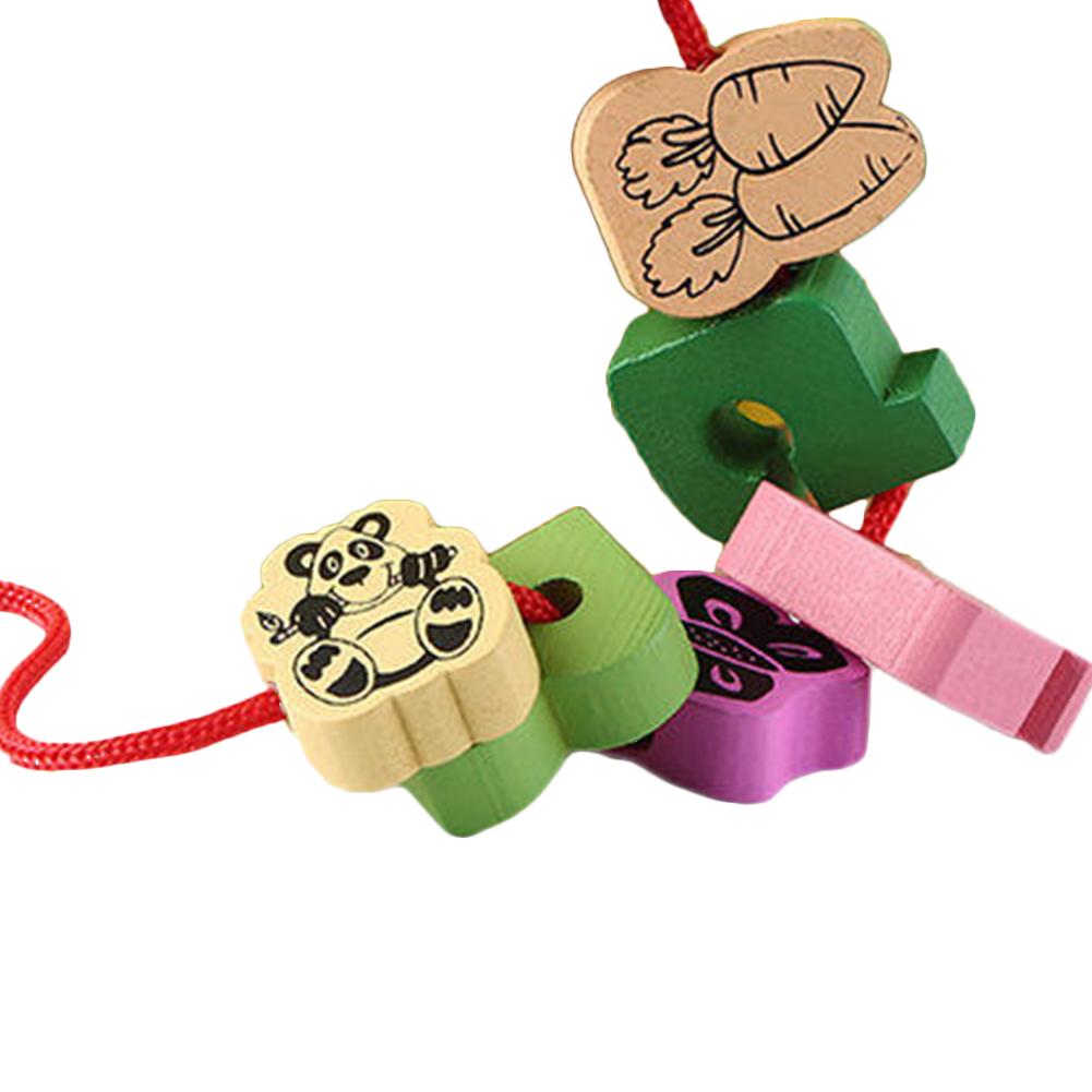 2019 Baby Wooden Toys Cartoon Lacing Wooden Threading Beads Game Education Top 25pcs Sets for Children Gift-ebowsos