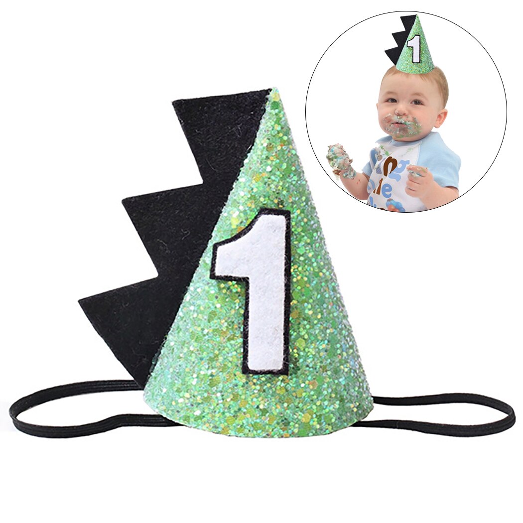 2019 New Fashion Dinosaur Party Hat Headband Glitter Sequin Dinosaur Style First Birthday Hat Party Cone Hat For Baby-ebowsos