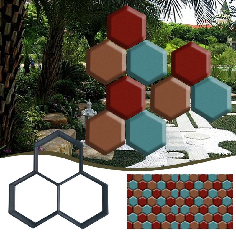 2019 New Garden Path Maker Mold Reusable Concrete Cement Stepping Stone Design Paver Walk Mould DIY Plastic Brick Mold - ebowsos