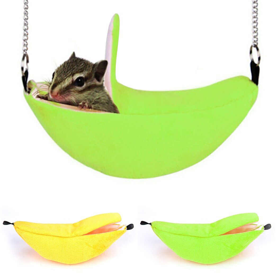 2019 New Soft Hamster Banana Nest Winter Warm Nest Hanging Hammock Moon Boat Boat Small Pet Nest Cotton Nest Pet Supplies-ebowsos