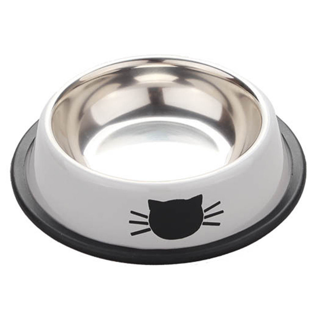 2019 New Stainless Steel Paint Pet Cat Bowl Pet Bowl Stainless Steel Non-Skid Rubber Base Dog Bowl Cat Bowl For Food Water-ebowsos