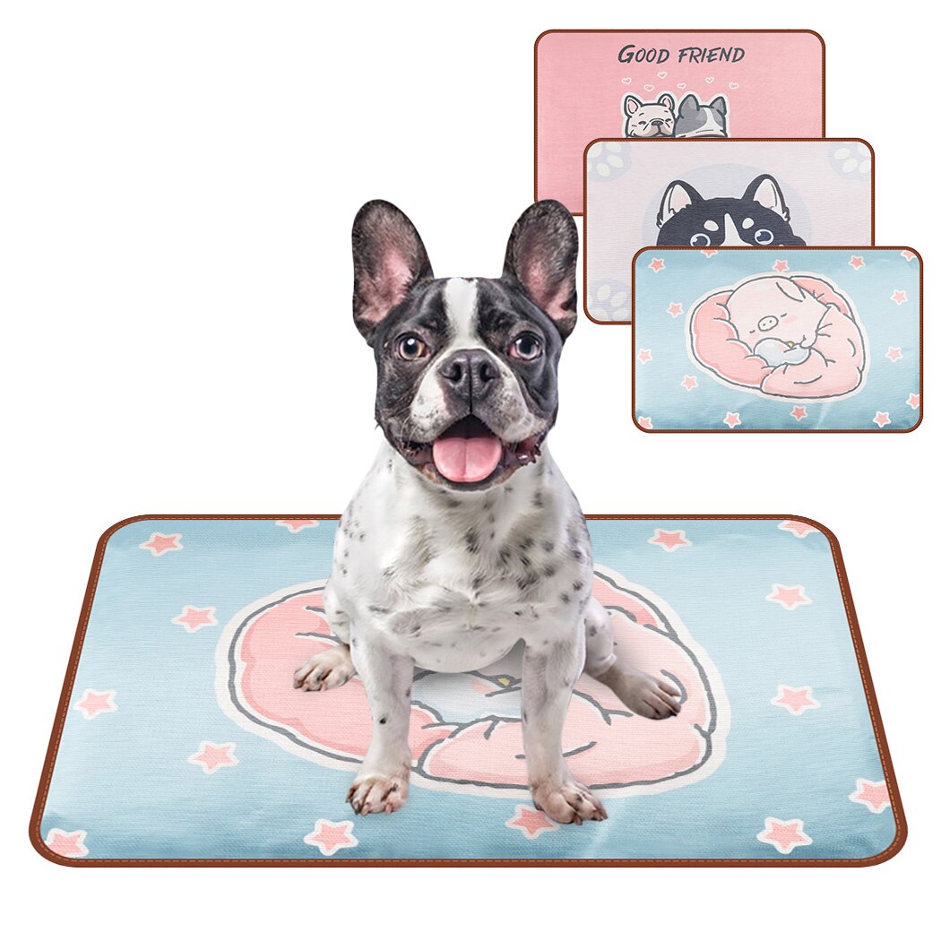 2019 New Summer Fashion Cartoon Pet Ice Sleep Pad Printing Ice Silk Foldable Detachable Dog Mat Pet Sleep Mat Pet Supplies-ebowsos