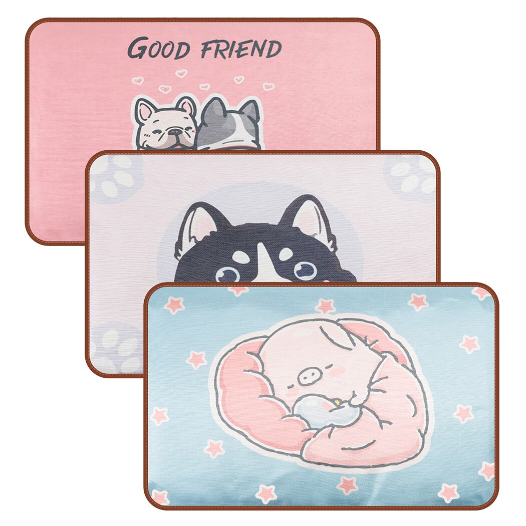 2019 New Summer Fashion Cartoon Pet Ice Sleep Pad Printing Ice Silk Foldable Detachable Dog Mat Pet Sleep Mat Pet Supplies-ebowsos