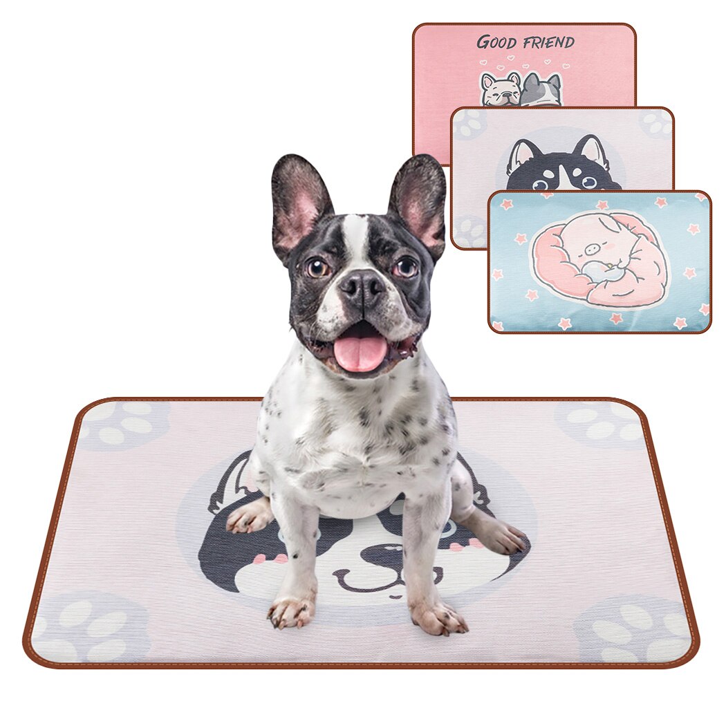 2019 New Summer Fashion Cartoon Pet Ice Sleep Pad Printing Ice Silk Foldable Detachable Dog Mat Pet Sleep Mat Pet Supplies-ebowsos