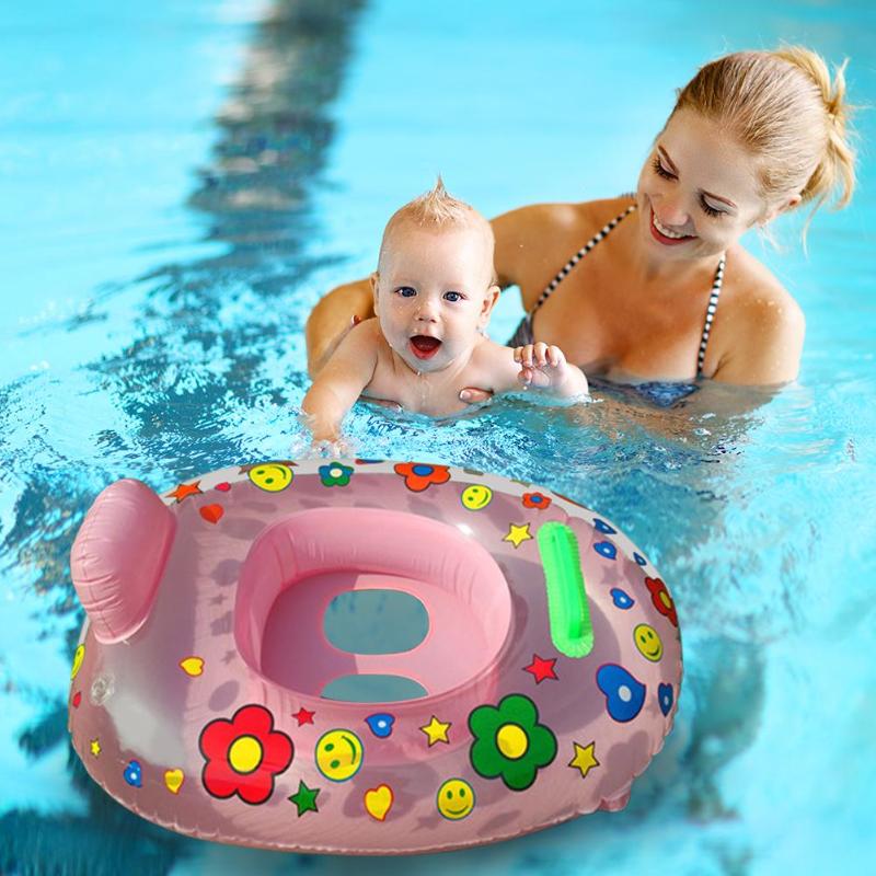 2019 Safety Swimming Ring Baby Swimming Ring Cartoon Print Safety Infant Inflatable Neck Float Circle Thicken Bathing Pool-ebowsos