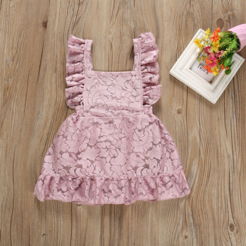 2019 Summer Girls Lovely Dress Baby Infant Floral Party Lace Wedding Dresses Lace Princess - ebowsos