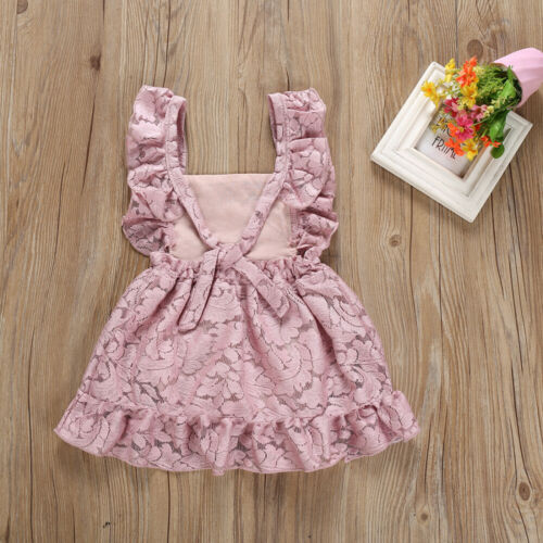 2019 Summer Girls Lovely Dress Baby Infant Floral Party Lace Wedding Dresses Lace Princess - ebowsos